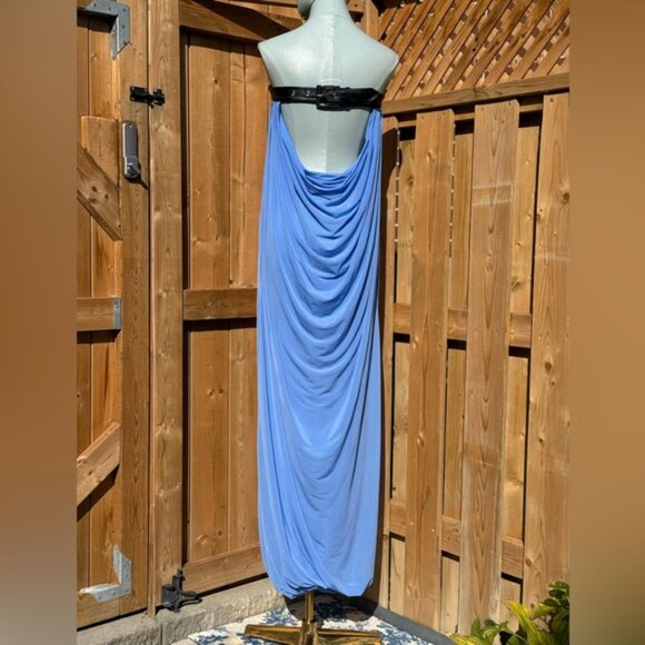 🆕 RAT & BOA 🧿 NWOT Antonie Blue Draped Maxi Dress with Leather Belt, Sz XXS/XS - Picture 6 of 14